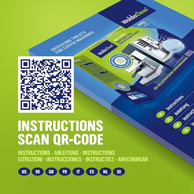 WoldoClean Coffee Machine Cleaner & Descaler Tablets (20 Count) - Universal Descaling Tabs Compatible with Nespresso, Keurig, Ninja, Breville & Drip Coffee Makers, Removes Limescale & Mineral Buildup