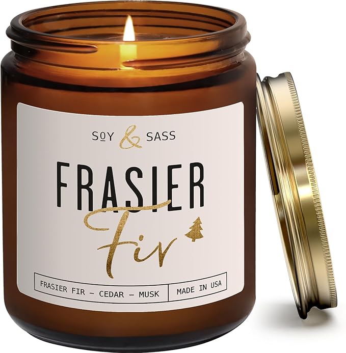 Fraser Fir Candles - Christmas Candles - 'Fraser Fir' w/Balsam Fir Cedar & Sandalwood Evergreen Tree Scent I Winter Evergreen Candle I Stocking Stuffers for Women I 9oz, 50Hr, USA Made