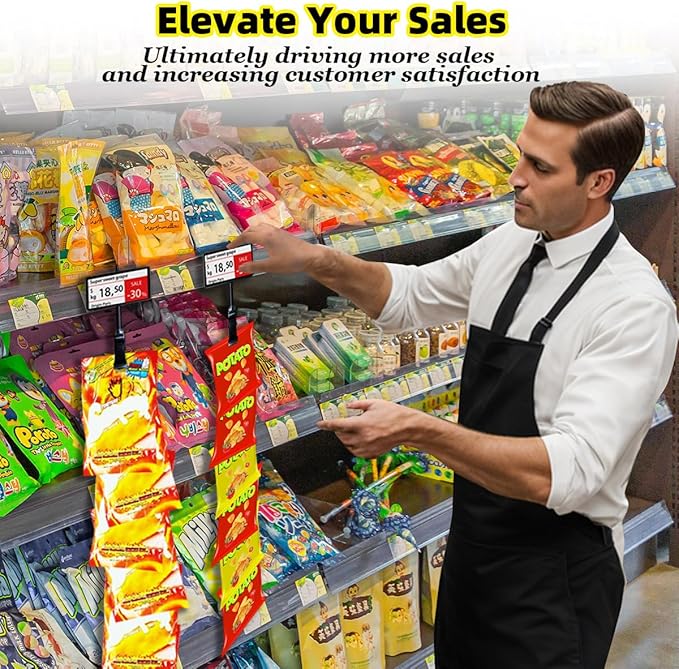 Hanging Merchandise Strips with Hooks Chip Display Rack Stands Potato Bag Holder for Retail Displaying Label Headers Greeting Card Party Vendors Snack Candy Portable Organizer Storage (6 Chip 4 Pack)