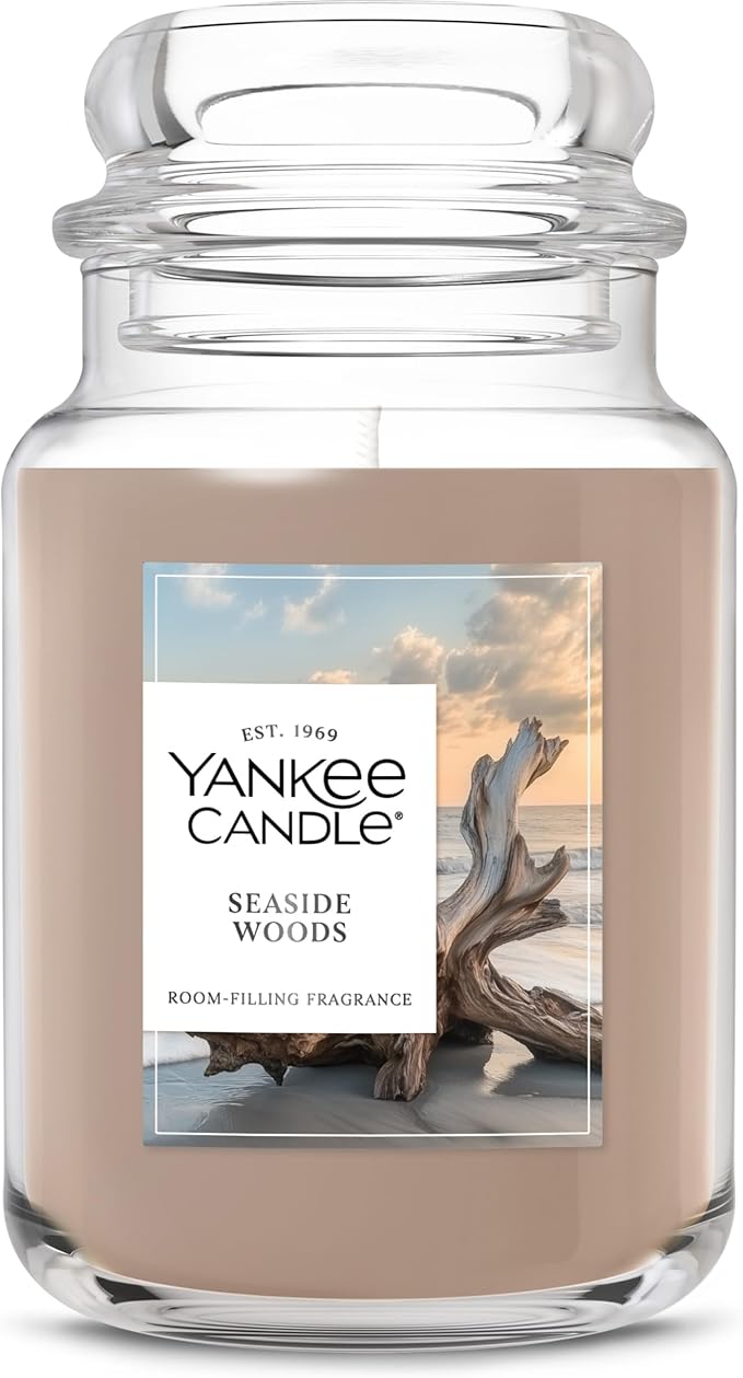 Yankee Candle Seaside Woods, Scented Candle, 22oz Large Jar with up to 150 Hour Burn Time, Giftable