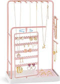 ProCase Jewelry Stand Holder Organizer, Jewelry Display Storage with Ring Tray, No-Assembly Needed, Rotating Earring Bracelet Necklace Holder, Christmas Gifts Room Dorm Decor for Teen Girls -Rosegold