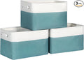 Kntiwiwo Foldable Storage Bin Collapsible Fabric Storage Basket Cube with Durable Handles Closet Organizer Bins for Organizing Shelves Drawers, Set of 3, 15" x 10" x 9.5", Teal