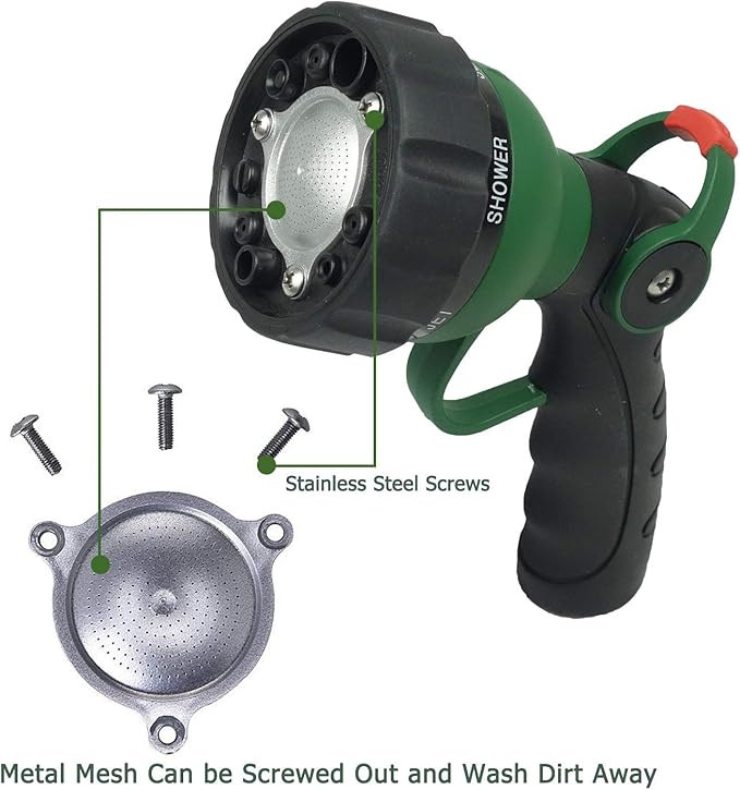 H2O WORKS Garden Hose Nozzle Thumb Control Heavy Duty Metal Water Nozzle with Adjustable Watering Patterns High Pressure Hose Nozzle Sprayer, Pefect for Car Washing and Pets Showering