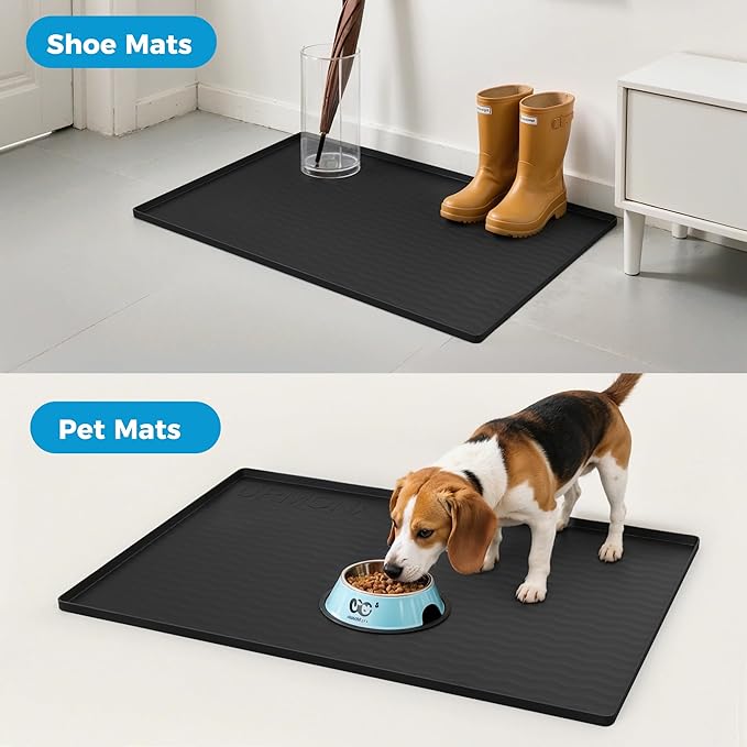 URMONA 25'' x 19'' Waterproof Silicone Under Sink Mat Cabinet and Counter Protector, Shelf Liner for Kitchen and Bathroom, Storage and Organizers, Litter Mat, Pet Cat Puppy Essentials（Charcoal）