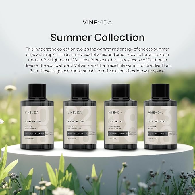 VINEVIDA Summer Collection (Pack of 4) - Diffuser Fragrance Oil Set - Cold Air Diffuser Oil
