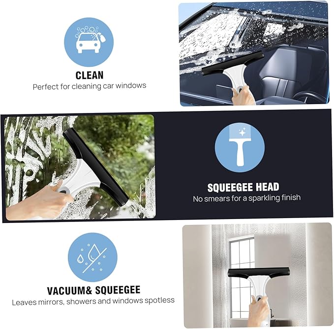 Window Vacuum Squeegee Cordless Electric Window Cleaner Squeegee Sparkling Finish Mirror Cleaner Tool for Showers, Glass, Countertops, Tiles Vacuum, Electric, f