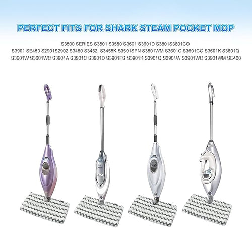 6 Pack Steam Mop Replacement Pads for Shark S3500 Series Steam Mop S3501 S3601 S3550 S3901 SE450 S3801CO S3601D S2901 S2902 Steam Pocket Mop Floor Clean, Microfiber Reusable Steam Scrub Pads for Shark