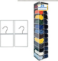zebricolo, Closet Organization,24 Section, Hanging Closet Organizer, Space saving, College Dorm Essentials for Girls, heavy dutys hooks Up to 45 Pounds, Clothes Storage,Closet Organizer,Black/White