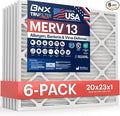 BNX TruFilter 20x23x1 Air Filter MERV 13 (6-Pack) - MADE IN USA - Electrostatic Pleated Air Conditioner HVAC AC Furnace Filters for Allergies, Pollen, Mold, Bacteria, Smoke, Allergen, MPR 1900 FPR 10