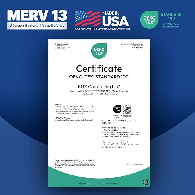 BNX TruFilter 14x30x1 Air Filter MERV 13 (6-Pack) - MADE IN USA - Electrostatic Pleated Air Conditioner HVAC AC Furnace Filters for Allergies, Pollen, Mold, Bacteria, Smoke, Allergen, MPR 1900 FPR 10