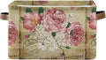 ALAZA Vintage Shabby Chic Rose Floral Foldable Storage Box Storage Basket Organizer Bins with Handles for Shelf Closet Living Room Bedroom Home Office 2 Pack