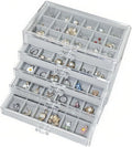Acrylic Earring Holder Organizer with 5 Drawers Clear Earring Organizer Box with 90 Adjustable Grids Velvet Earring Display Case Jewelry Organizer for Earrings Rings Studs (Grey)