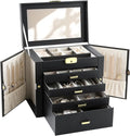 Jewelry Box for Women, 5-Layer Jewelry Organizers Box, Large Jewelry Storage Box for Girls, Jewelry Holder Organizers Gift for Valentine's Day, Christmas, New Year (Black)