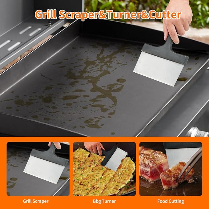 Griddle Cleaning Kit for Blackstone Accessories,Heat-Resistant Silicone Spatula Mat with Hanger,Flat Top Grill Cleaning Kit Set with Grill Cleaner Stone Brick, Griddle Scraper&Scouring Pads