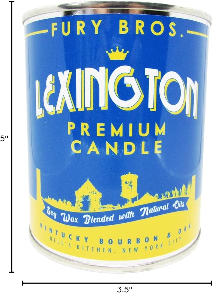 Long-Burning, One-Pint Premium Candles for Men | Vintage Inspired Oil Can Design | Lexington - Kentucky Bourbon & Oak | Soy Wax, Vegan Friendly, Made in The USA | Fury Bros. | Classically Cool