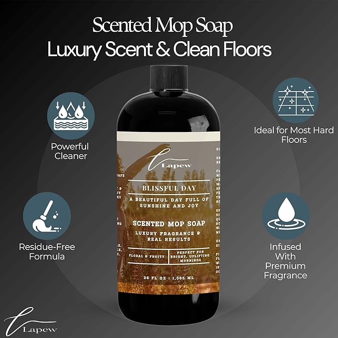 Lapew Blissful Day Scented Mop Soap Concentrate 36 oz | Premium Fragranced Floor Cleaner | Streak-Free | Hard Floor Cleaning Solution | Eco Friendly | Made in USA (Beautiful Day)