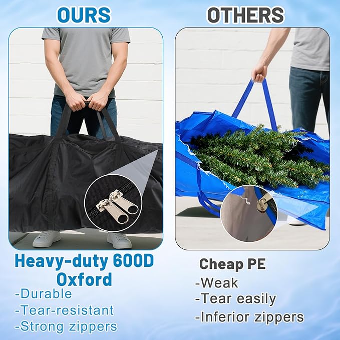 Aulock 600D Oxford Christmas Tree Storage Bag Fits 6ft/7ft/7.5ft/9ft - 56''x24''x24'' 140 Gallon Multipurpose Pool Storage Bags with 4 Handles