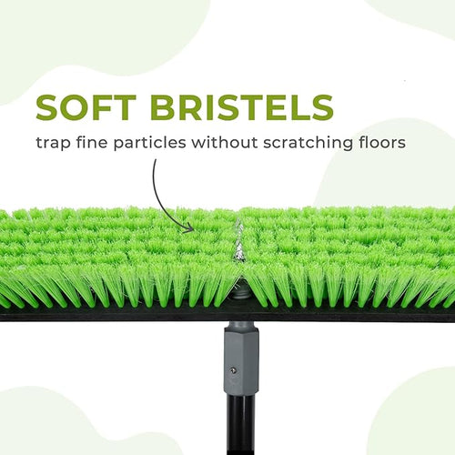 3 Pack 18” Push Broom Outdoor Heavy Duty, Garage Shop Broom with 59.5" Long Bandle for Cleaning Outdoor or Indoor Tile, Garage, Shop, Deck, Concrete, Wood, Stone, Patio Floor, with Soft Bristles