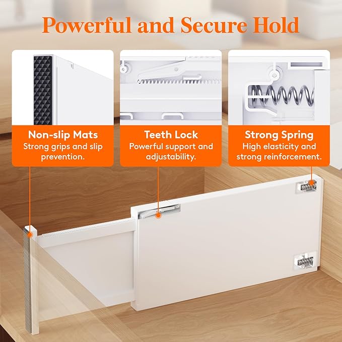 Lifewit 6 Pack Drawer Dividers Plastic 6" High, 13.5-22" Adjustable Drawer Organizers for Clothes, Expandable Dresser Separators in Bedroom/Bathroom/Kitchen/Office Organization and Storage, PLS6