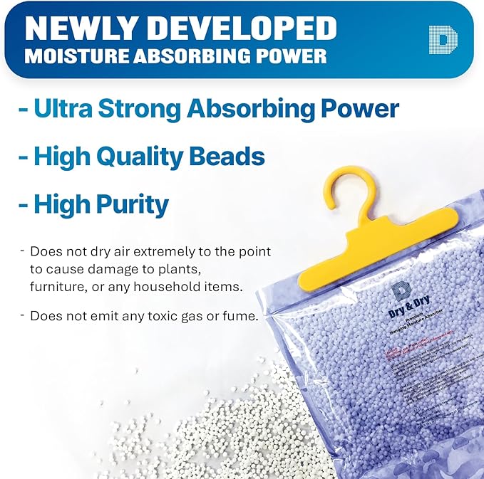 Dry & Dry 20 Pack Moisture Absorbers for Home, Basement & Bedroom - Small Dehumidifiers