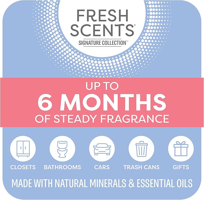 Fresh Scents Scented Sachets | White Cotton |Home Fragrance | Long Lasting (Up to 6 Months) | Air Freshener for Closets, Drawers, & Cars | 6 Pack