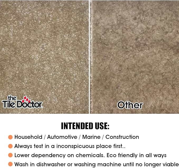 The Tile Doctor Multipurpose Scrub Pad Set - Ideal for Bathroom, Kitchen & Floor Cleaning - Non-Scratch Dish Sponge & Shower Scrubber - Perfect for Tile, Tub & Scotch Brite Pads - Multicolor