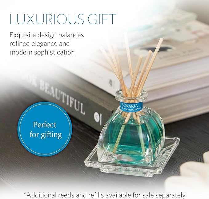 AGRARIA PetiteEssence Flower and Reed Diffuser Set, Hand Crafted Sola Flower Botanical Home Fragrance Set, Scented Oil Gift for All Occasions
