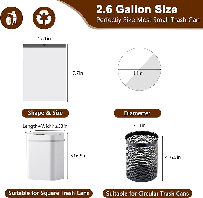 2.6 Gallon Mini Drawstring Trash Bags, 360 Count 1.2 Mil Thick Small Garbage Bags by WOWSOLID, Fit Liners 7.5-10 Liter, 2-3 Gal, Trash Can Bin for Bathroom, Kitchen, Bedroom, Office
