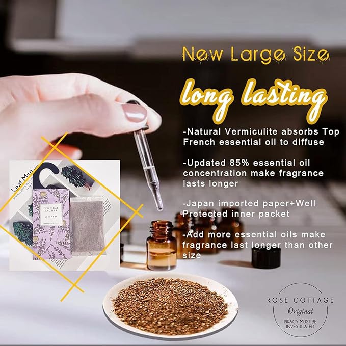 ROSE COTTAGE Large 12 Packs Cedar Wood Hanging Closet Deodorizer Air Freshener Long Lasting Scented Sachets Smell Goods for House