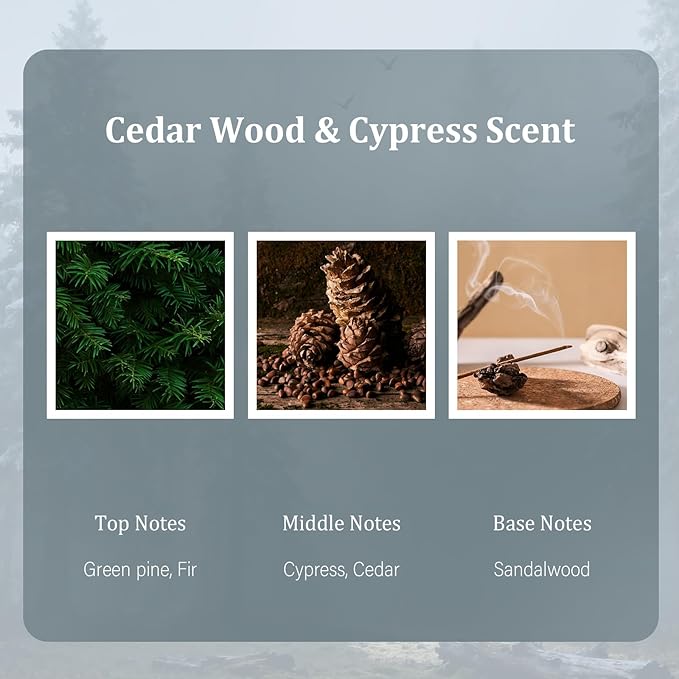 Scented Candles for Home - Soothing Cedarwood Soy Wax Candle - Octagonal Jar Aromatherapy Candle for Yoga, Meditation, Bath - Stress Relief Gifts for Women & Men - 7.05 oz, 50 Hours Burn Time