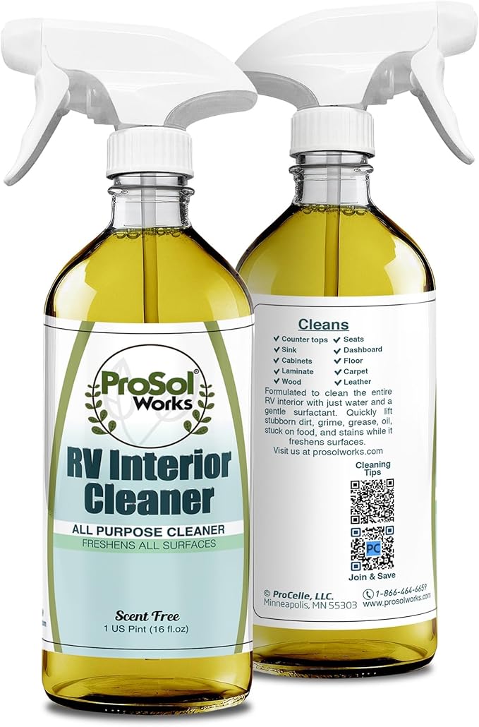 PROSOL WORKS RV Interior Cleaner 16 oz - Camper All Purpose Cleaner for RVs, Toilet, Countertops, Flooring, Upholstery, Fabric, Leather & More - Natural Clean - Safe on All Surfaces