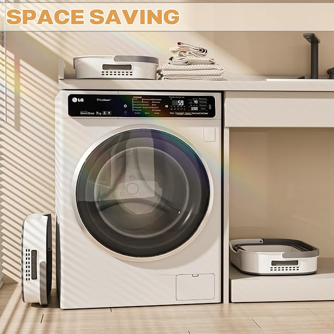 OOAMBB 43L(11.5Gallon) Collapsible Laundry Basket with Handles, Foldable Laundry Basket Plastc,Pop Up Tall Storage Container/Organizer/Clothes Hamper for Laundry (Grey,1 Pack)