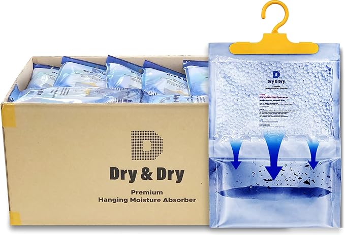 Dry & Dry 46 Packs [Net 14 Oz/Pack] Moisture Absorbers for Home, Basement & Bedroom - Small Dehumidifiers