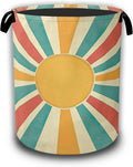 Groovy Retro Sun Laundry Baskets,Laundry Hamper,Storage Basket with Handles for Bathroom Bedroom College Dormitory Living Room Nursery Organizer 16"x20.8"