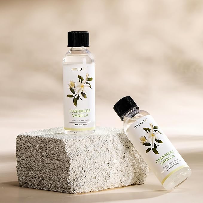 Airkeep Reed Diffuser Oil Refill/Cashmere Vanilla/3.38 oz(100ml)/2 Pack/Scented Oil Refill for Reed Diffuser Home Fragrance for Bedroom, Bathroom Office Home Decor