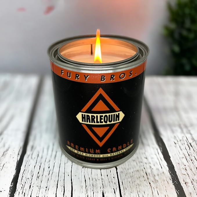 Fury Bros. Scented Candles for Men | Harlequin | Absinthe & Black Cedar | Natural Soy Wax | Hand-Poured in The USA | Long 70-80 Hour Burn (12.5 oz) | Vintage-Inspired Tin Design | Dad Home Gift