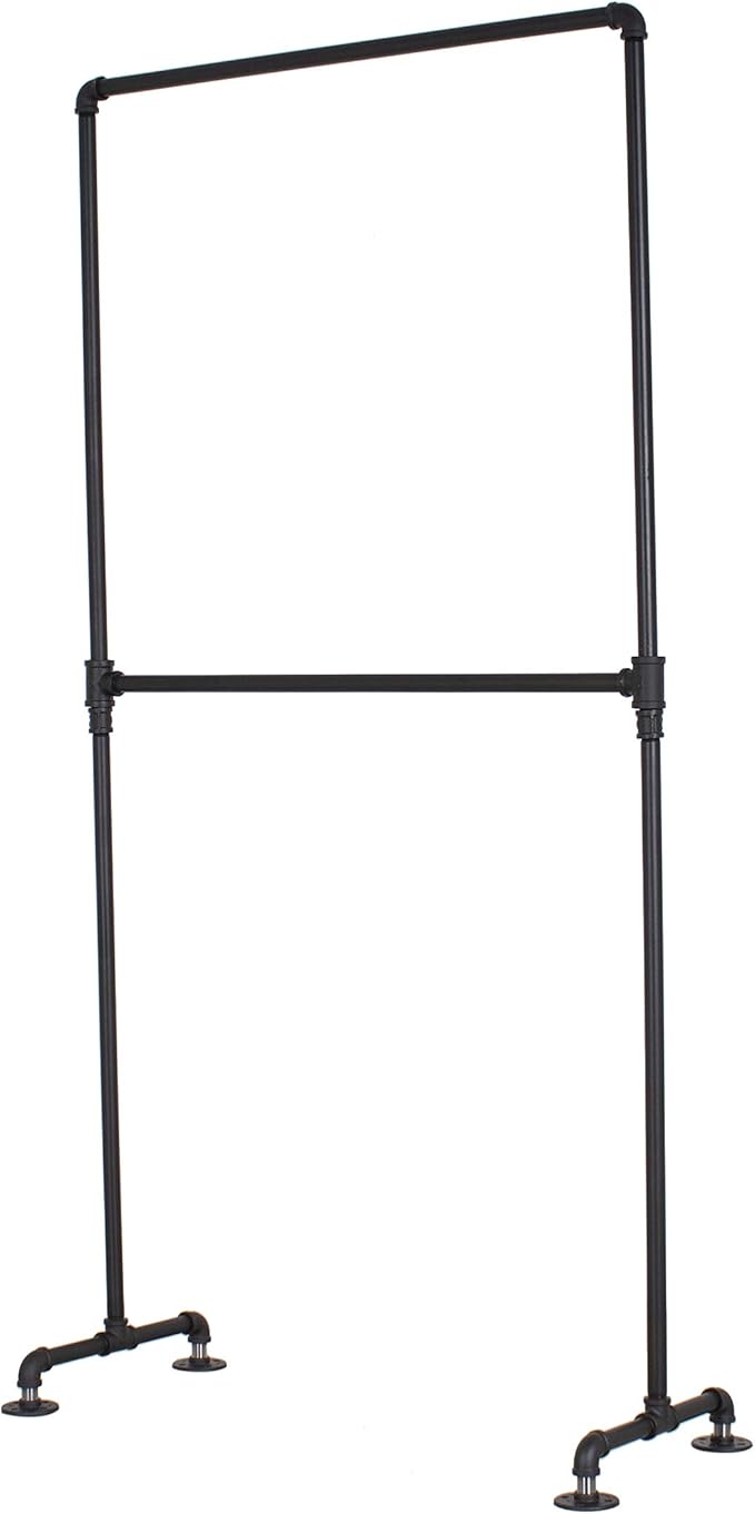 Industrial Pipe Double Rail Clothing Rack by William Robert's Vintage