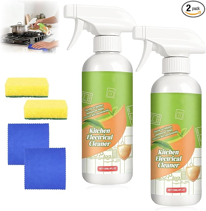 UUZO 2PCS Electrolyzed Ion Kitchen Electrical Cleaner Spray- Electrolyzed Ion Kitchen Heavy Duty Cleaner Degreaser, Multi-purpose Household Cleaning, for Household, Oven, Stove, Range Hood