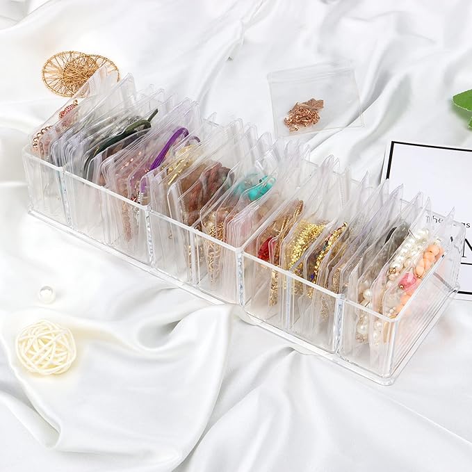 DesignSter Acrylic Jewelry Box with Jewelry organizer Bag Anti-Oxidation for Rings, Necklace, Bracelets, Stud, and Earrings Storage