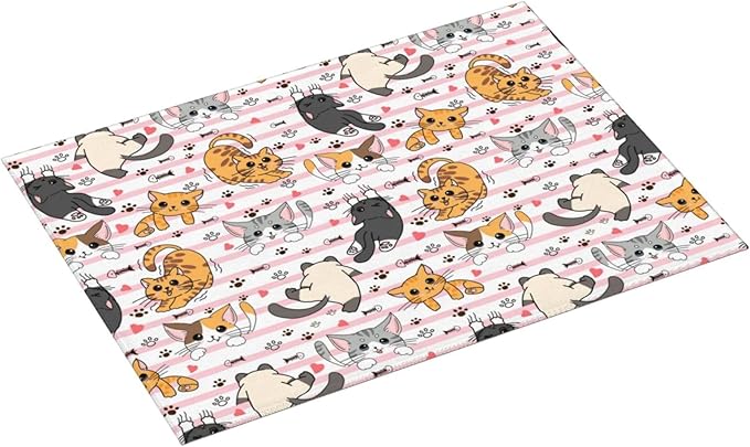 Cute Cat Dish Drying Mat for Kitchen Counter Cute Kitchen Dish Mat Microfiber Kitchen Countertop Absorbent Reversible Drainer Rack Pad