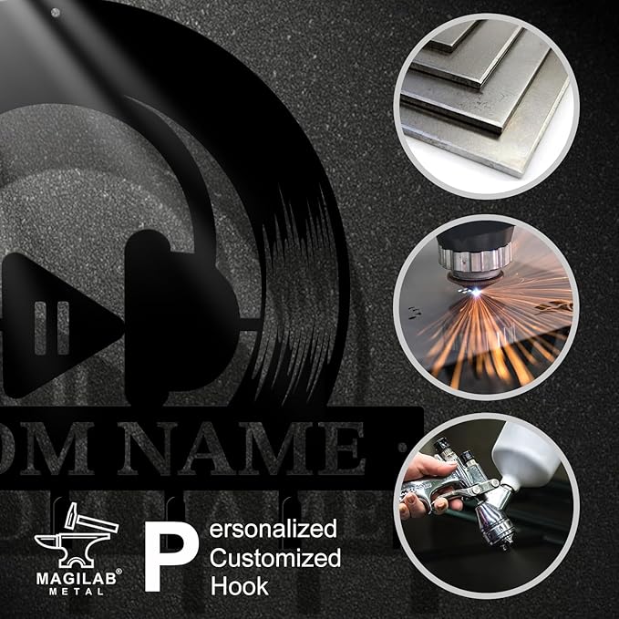 Personalized Custom Music Wall Hooks,Metal Music Room Art Clothes Hooks,Metal Music Wall Home Storage Decorative,For Front Door, Hallway, Kitchen, Bedroom,Keys,Hats (Style L)
