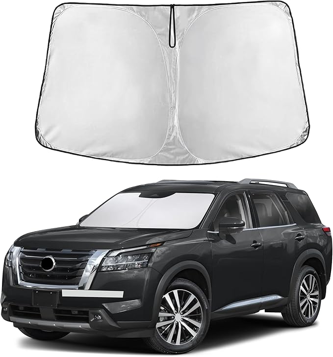 EcoNour Windshield Sun Shade for Nissan Pathfinder 2022–2026 | Front Window Sunshade | Foldable Car Sun Protector | Blocks UV Rays & Keeps Interior Cooler