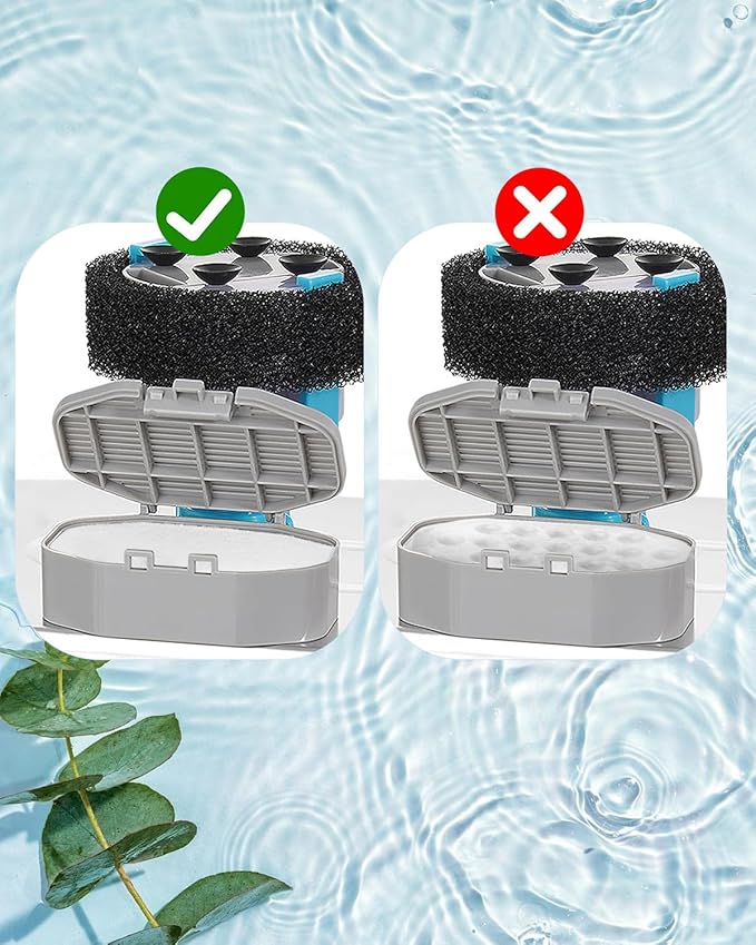 12 Pack Cat Water Fountain Filters with 12 Pack Pre-Filter Sponges Set for 3.2L/108oz Pet Cat Water Fountain, Pet Fountain Filter Replacement
