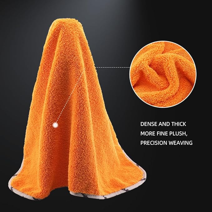 SPTA Drying Towel, Microfiber Car Drying Towel, 1 Pack Highly Absorbent, Scratch Free Large Car Wash Drying Towel for Car Washing, Drying & Auto Detailing, 23.8 x 30.9 inch, Orange-MT032
