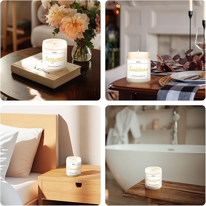 Eucalyptus Mint Highly Scented Candles, Natural Soy Aromatherapy Organic Non Toxic Candles with Long Lasting Burn, Luxury Essential Fragrance Jar Candle Gift for Birthday, Housewarming (9oz)