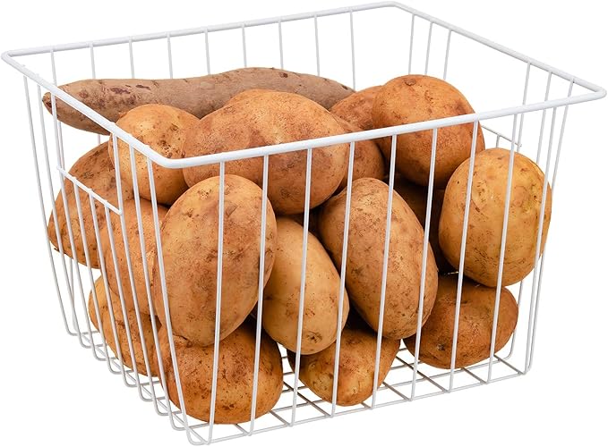 Nprohuge Upright Freezer Organizer Bins， Freezer Baskets for 14, 15 cu.ft Standup Freezer, Wire Storage Bins with Built-in Handles for Frozen Foods, Snacks, Vegetables, Fruits and More, 3Pcs , White