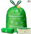 TERRACOR 6 Gallon Compostable Trash Bags Drawstring, Heavy Duty Extra Thick 1 Mil, 35 Bags, Tall Kitchen Food Scrap Waste Bag, ASTM D6400