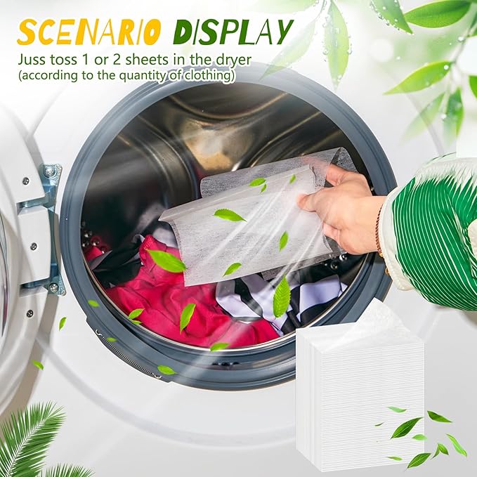 Heigble 600 Count Unscented Dryer Sheets Fabric Softener Fresh Scent Dryer Sheets Bulk Naturally Softens and Removes Static Cling, Ideal for Large Households, Sensitive Skin