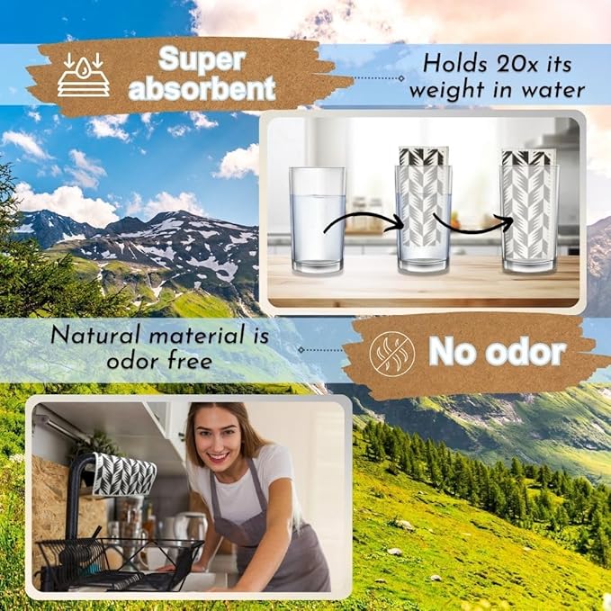 Sunshine State Goods Swedish Dishcloths for Kitchen - Ecofriendly Reusable Paper Towels, Biodegradable Dish Cloths - Cellulose Sponge Dish Cloths for Washing Dishes - 8 Pack (Black & White)