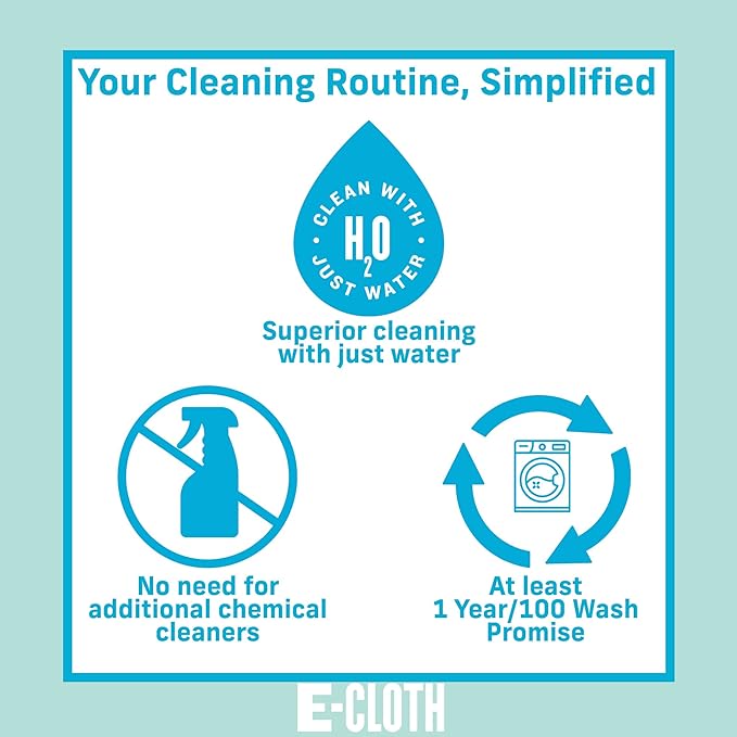 E-Cloth 5-pc Kitchen Bundle, Microfiber Cleaning Cloths Set with Dish Scrubber, Ideal Spotless Cleaner for Granite, Marble, Kitchen, Sink, Dish and Stainless Steel Pot and Pans, 100 Wash Promise